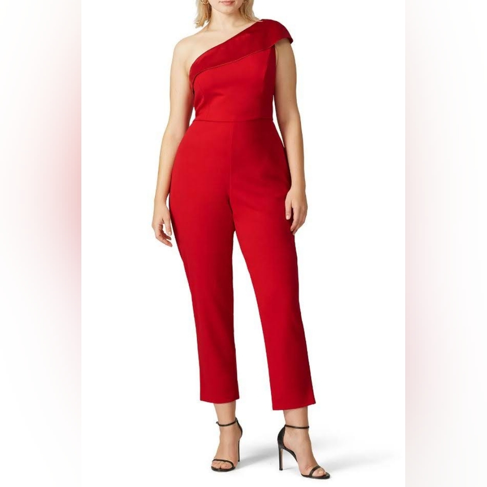 Adrianna Papell | One Shoulder Red Jumpsuit - Size 10